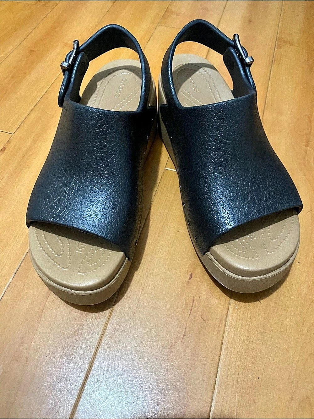 Crocs Dylan Studded Platform Slide Sandals Black & Brown US 8 Like New
